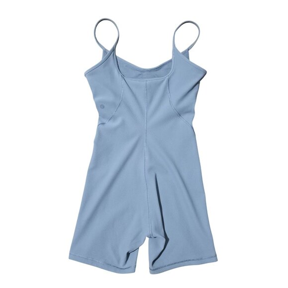 Lululemon Pants - Lululemon Ribbed Contoured Chambray Yoga Athleisure Unitard Romper Women's Sz 8